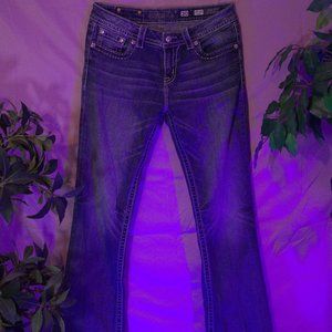 "Miss Me" blue jeans. Size: 30. Style: Boot/Mid-Rise.